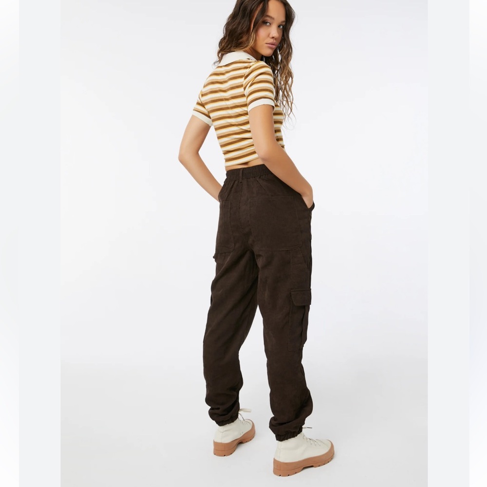 Ardene Corduroy Carpenter Joggers Pants Brown - Picture 2 of 9